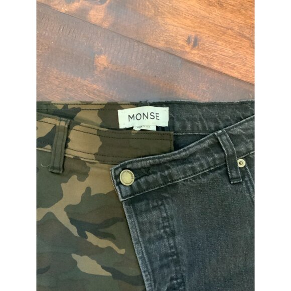 Monse Black Denim Camo Split Leg Cargo Pocket Cropped Jeans $890, Size 8 - Picture 2 of 7
